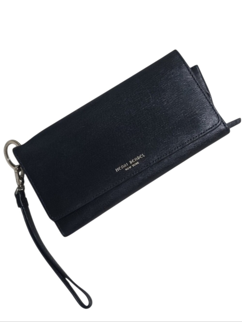 Henri Bendel New York Black Saffiano Leather Continental Wristlet Wallet